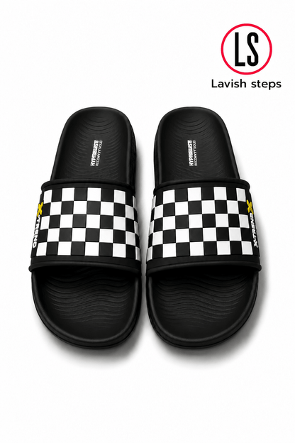 LAVISH ELITE CHECK SLIDES | PREMIUM EXPORT QUALITY | HYPER BURST RECOVERY SOLE “LIMITED EDITION” - Lavish steps