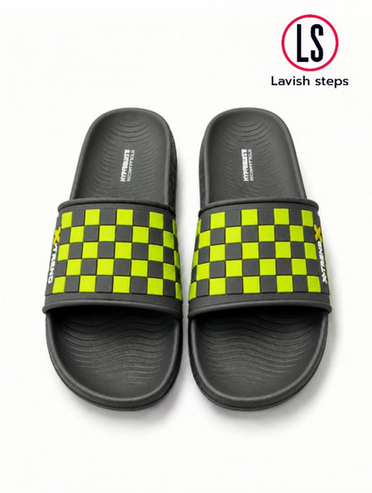 LAVISH ELITE CHECK SLIDES | PREMIUM EXPORT QUALITY | HYPER BURST RECOVERY SOLE “LIMITED EDITION” - Lavish steps
