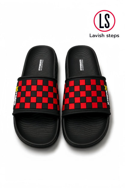 LAVISH ELITE CHECK SLIDES | PREMIUM EXPORT QUALITY | HYPER BURST RECOVERY SOLE “LIMITED EDITION” - Lavish steps