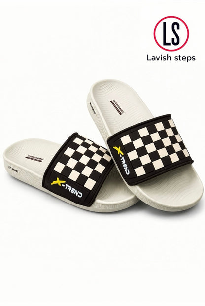 LAVISH ELITE CHECK SLIDES | PREMIUM EXPORT QUALITY | HYPER BURST RECOVERY SOLE “LIMITED EDITION” - Lavish steps
